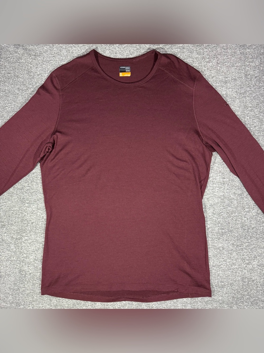 Icebreaker Merino 200 Oasis Long Sleeve Thermal Top Mens XL Maroon Wool Base - Picture 2 of 9